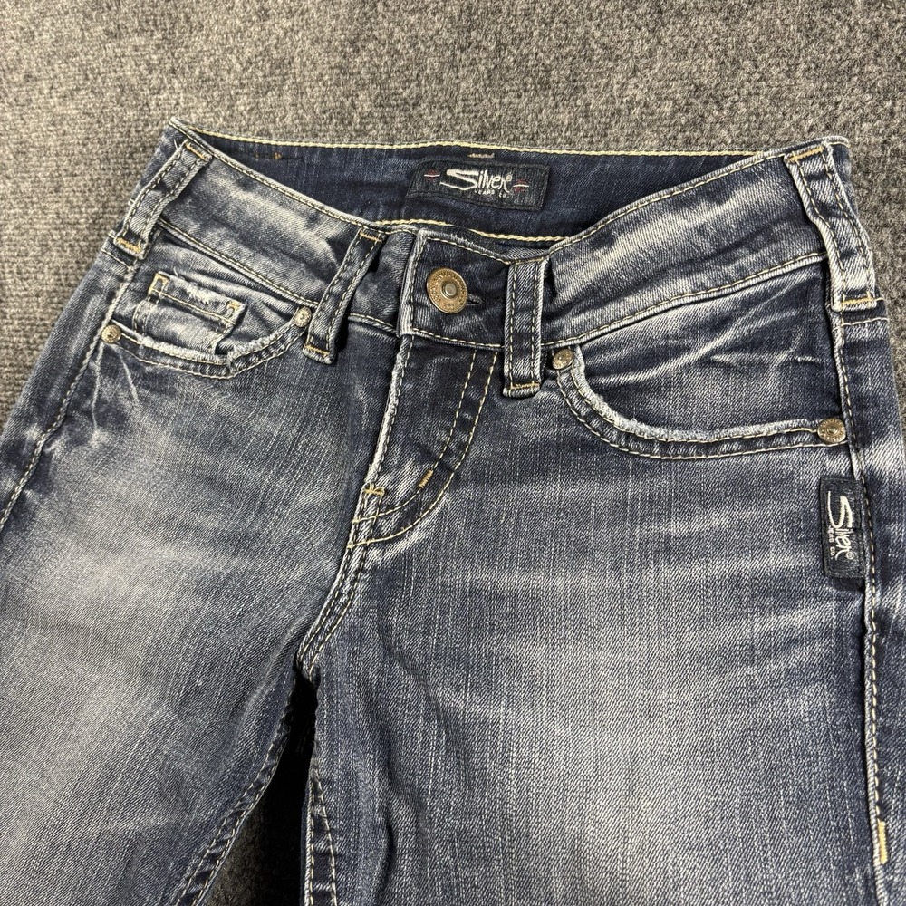 Silver Jeans Co Suki Capri Womens 26 Blue Mid Rise Curvy Distressed L43934SPI238